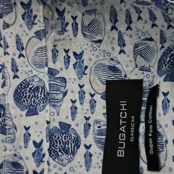 Bugatchi Jackson Fish Print Short Sleeve Shirt - Picture 11 of 12
